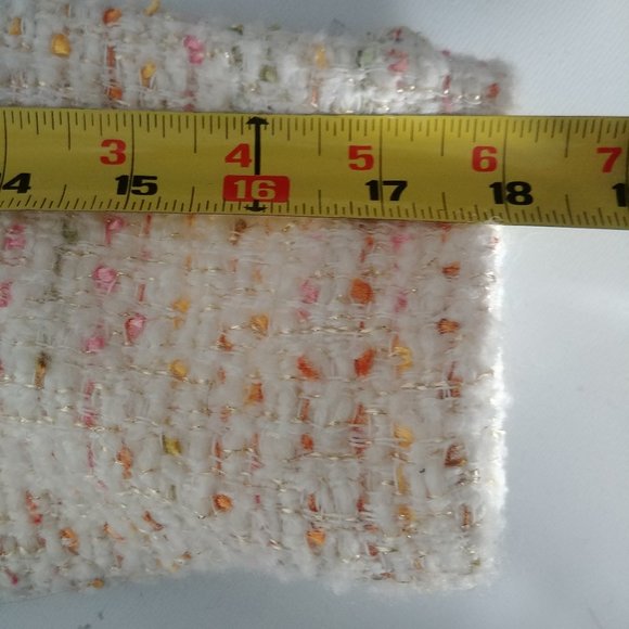 Simons short cropped wool blend tweed jacket ivory cream pink orange Sma… - Picture 14 of 15